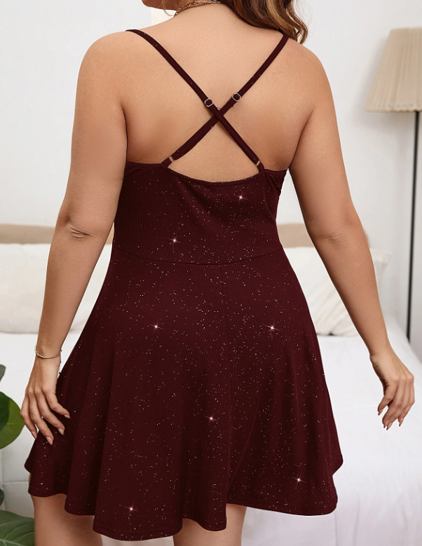 Privéa Vestido camisero de unicolor con brillos de talla grande
