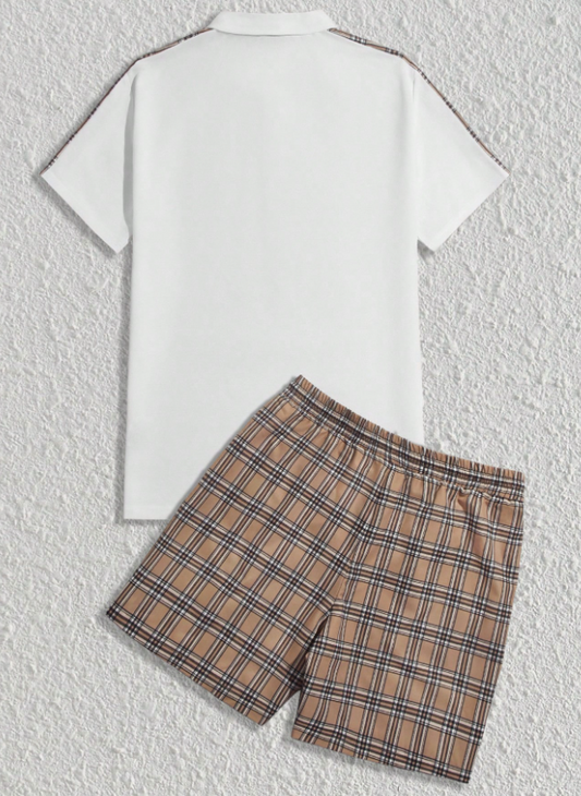 Camisa polo & de cintura con cordón Shorts con estampado