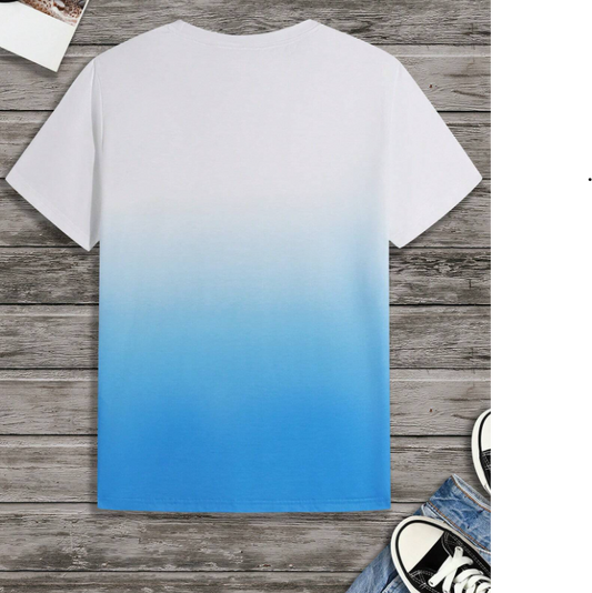 Camiseta informal de manga corta con cuello redondo para hombre con estampado de palmeras