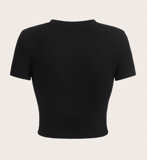 Camiseta de corte ajustado de manga corta, cuello redondo