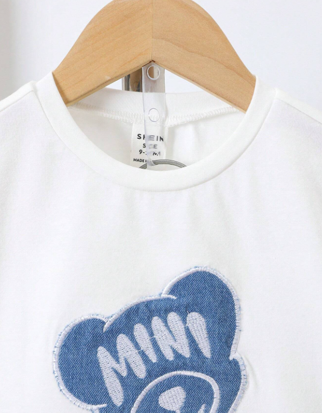 Conjunto de 2 piezas para bebé niño, camiseta blanca con cuello redondo de mangas corta