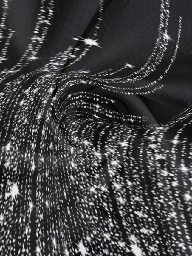 SHEIN EZwear Vestido de verano casual y minimalista para mujer con efecto de lentejuelas y flecos con efecto metalizado para Año Nuevo