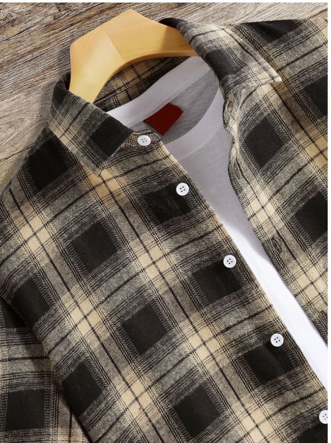 Manfinity Homme Hombres Camisa con estampado de cuadros sin camiseta