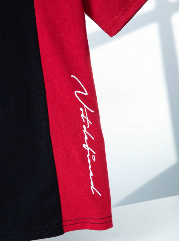 SHEIN Camiseta holgada para niño preadolescente estilo universitario con cuello redondo con bloques de color en manga corta