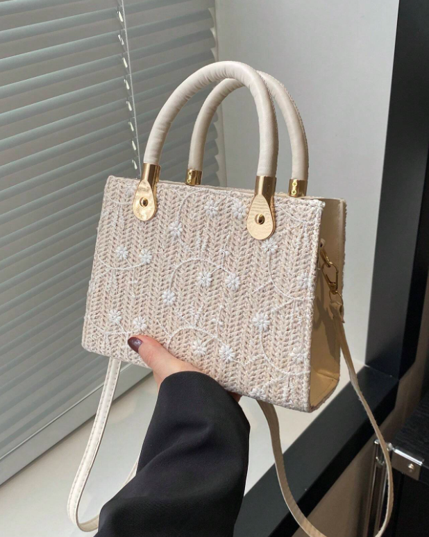 Bolso tote de moda con hombro y bandolera con patrón de cocodrilo prensado, bordado de hilo y cierre con cremallera