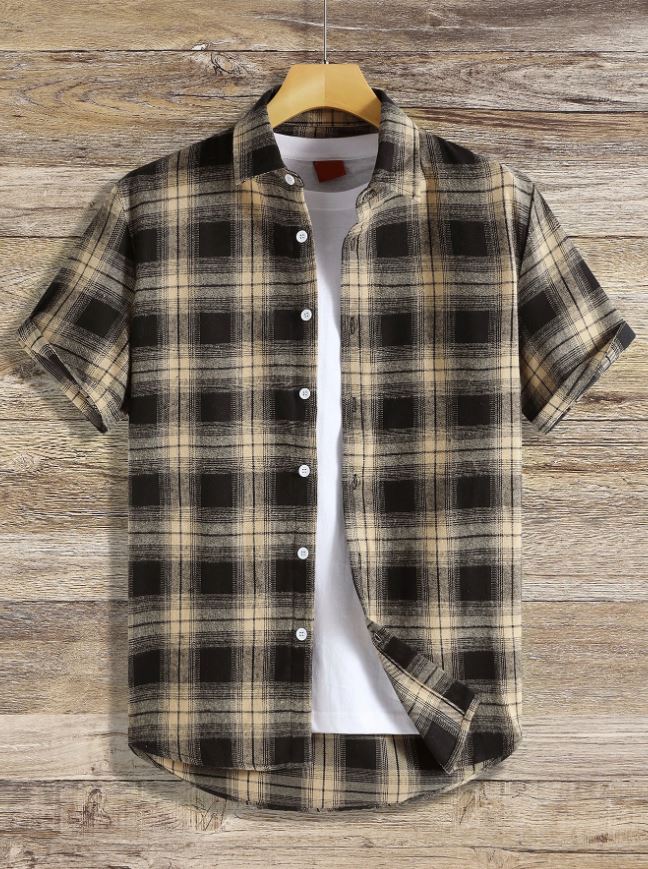Manfinity Homme Hombres Camisa con estampado de cuadros sin camiseta