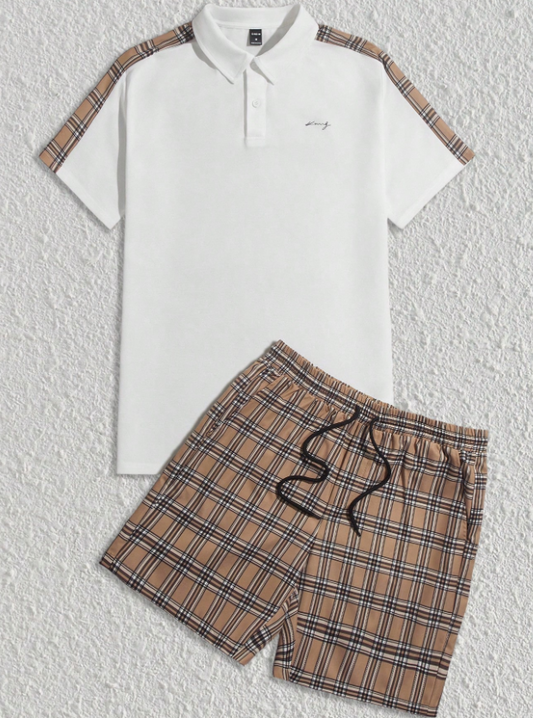 Camisa polo & de cintura con cordón Shorts con estampado