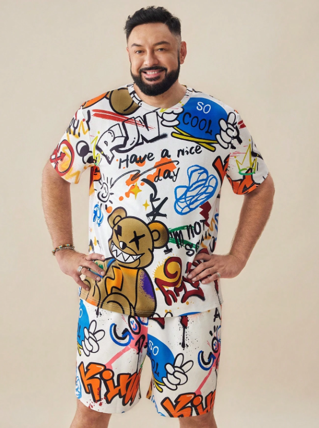 Conjunto informal de 2 piezas de punto de talla grande para hombres