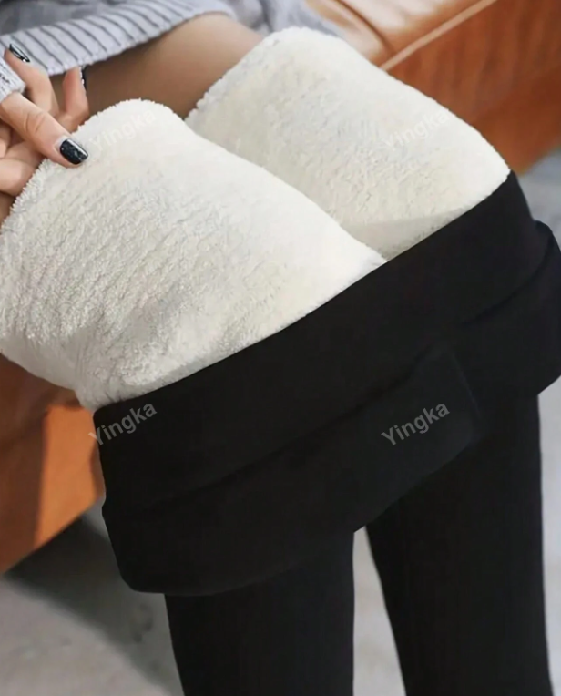 Pantalones informales cálidos de unicolor para talla grande, para uso diario