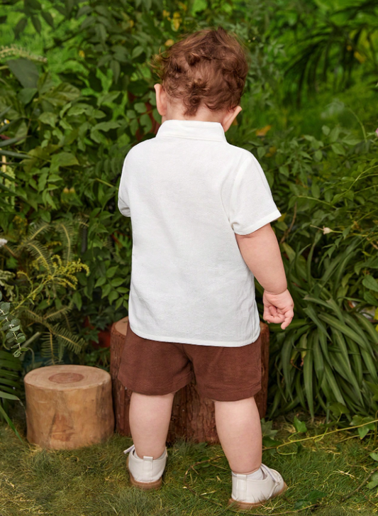 Bebé niño Camisa con bordado de arcoíris & Shorts