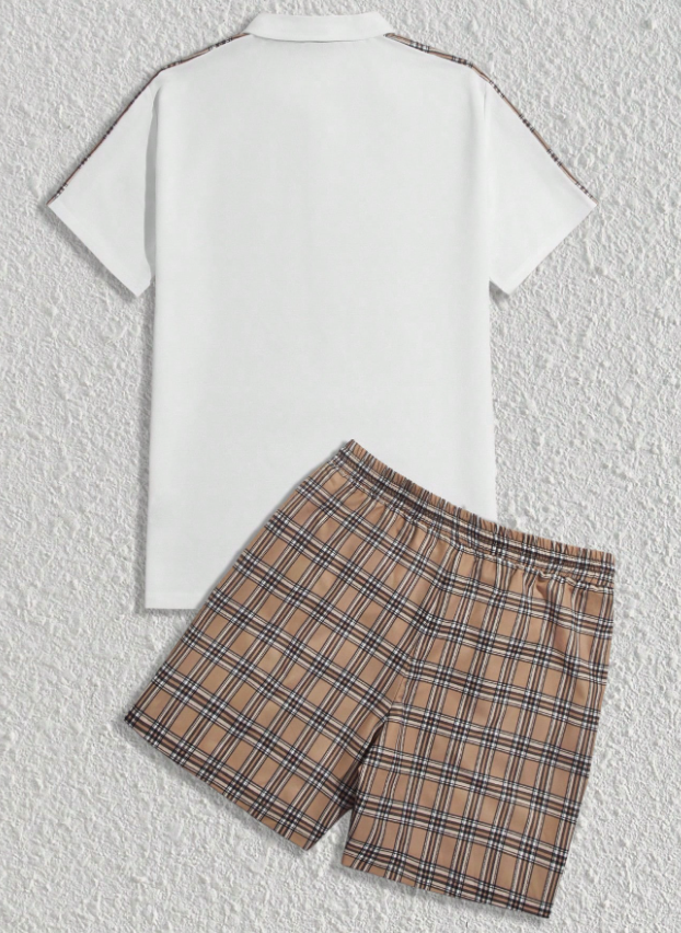 Camisa polo & de cintura con cordón Shorts con estampado