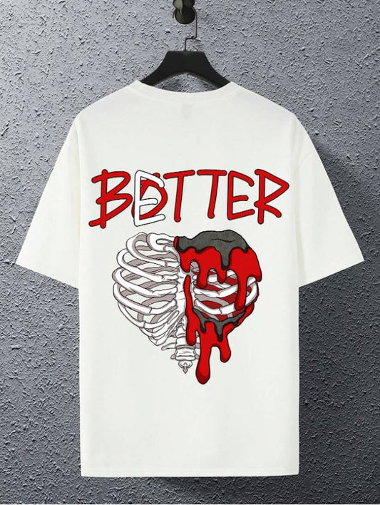 Manfinity EMRG Camiseta de manga corta y hombros caídos para hombres con impresión gráfica