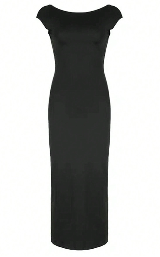 INAWLY Solva Vestido De Cola De Pez Sin Espalda En Color Sólido Para Mujeres