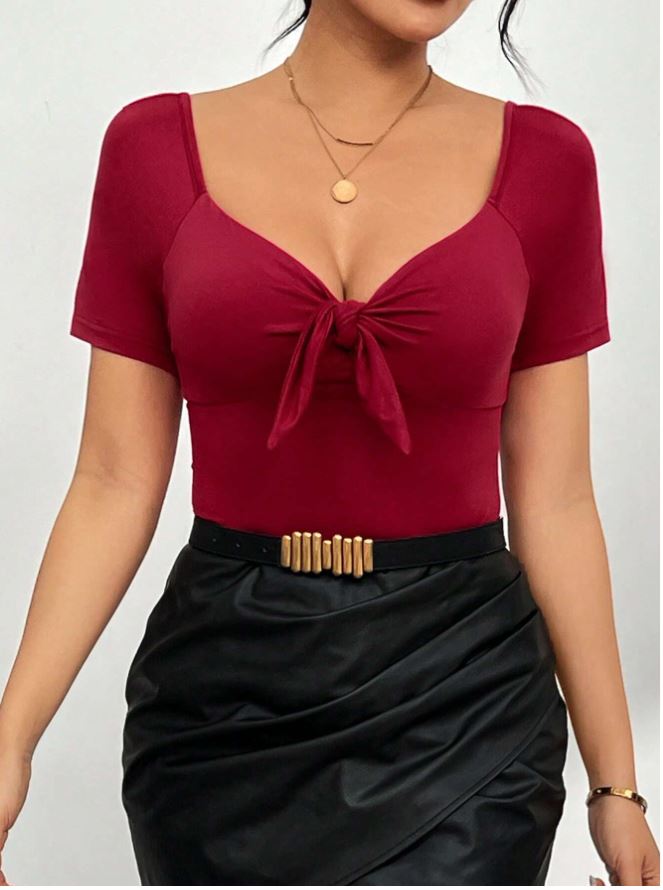 Privé Camiseta De Verano Roja Y Tejida Romántica Para Mujer Para San Valentín