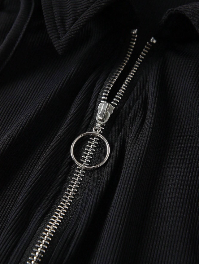 Camiseta de tirantes de verano para mujer con media tapeta con cremallera y cuello vuelto