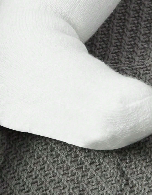 5 pares Calcetines sólidos de bebé con dobladillo grueso y cálido, otoño e invierno