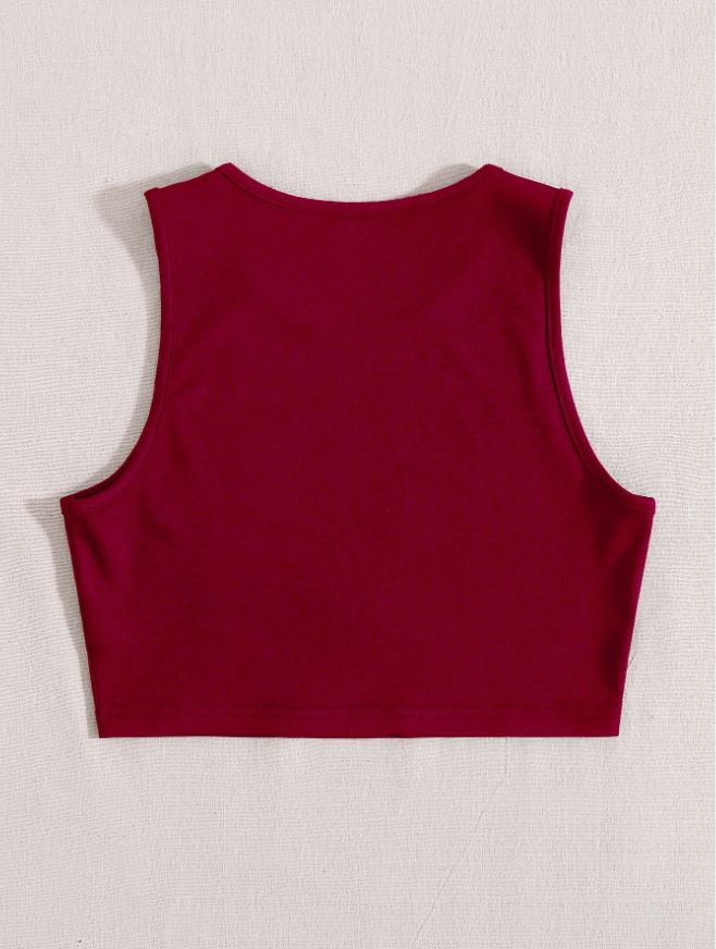 Flirla Camiseta de tirantes corta con estampado de corazón y telaraña para mujeres