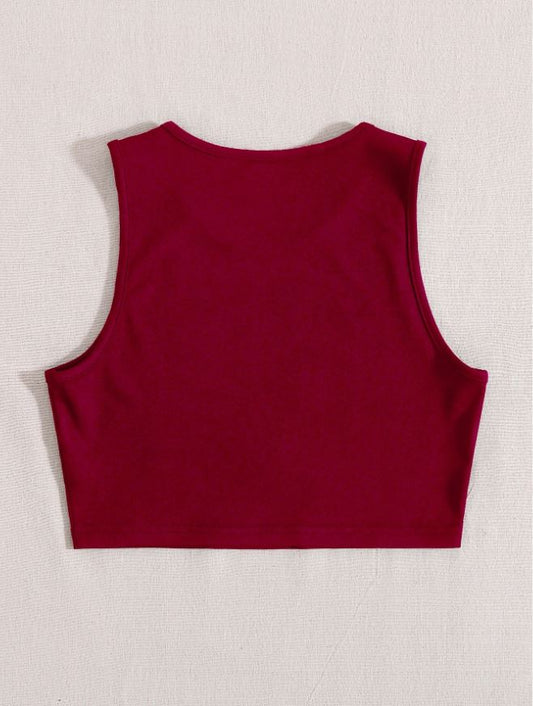 Flirla Camiseta de tirantes corta con estampado de corazón y telaraña para mujeres