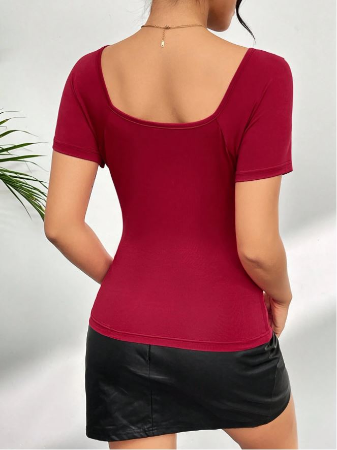 Privé Camiseta De Verano Roja Y Tejida Romántica Para Mujer Para San Valentín