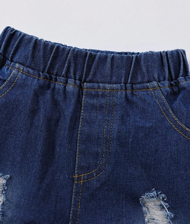 Camisa polo & desgarro Shorts en mezclilla