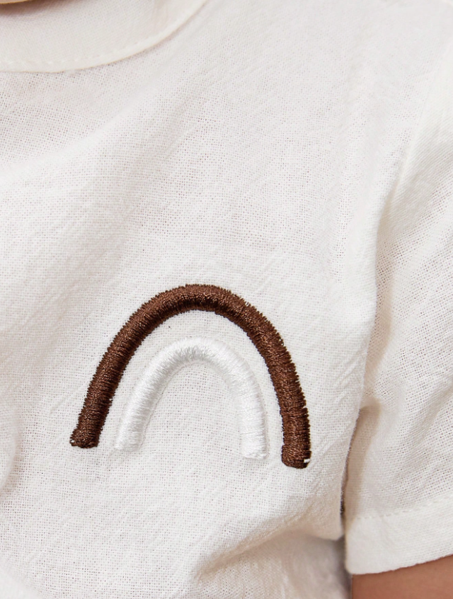 Bebé niño Camisa con bordado de arcoíris & Shorts