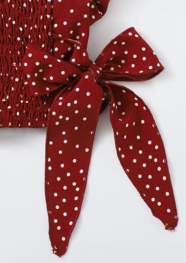 Breezaya Top de lunares con nudo fruncido ribete fruncido