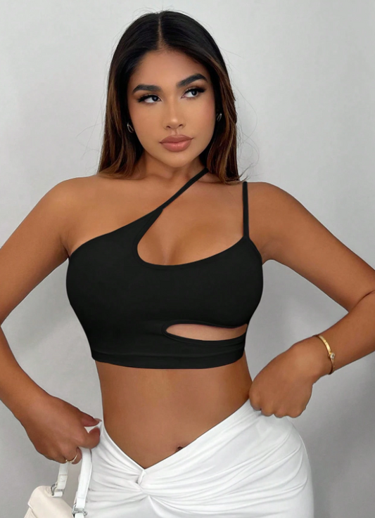 SHEIN SXY Top crop de un hombro con abertura