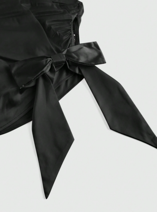 SHEIN MOD Top corto sin mangas con acento de lazo elegante y fruncido