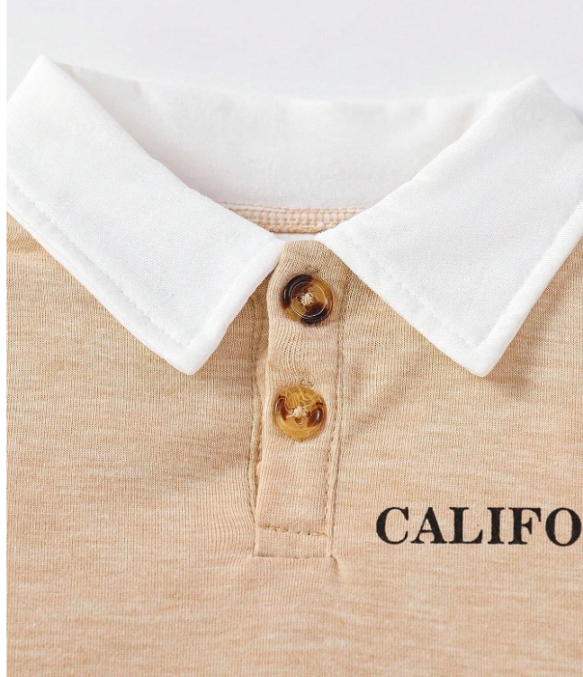 Camisa polo & desgarro Shorts en mezclilla